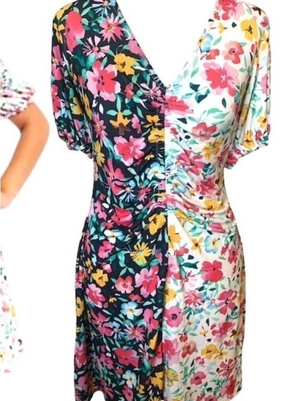 ASOS Petite Size 2 Contrast Floral Print Mini Dress Keyhole Back
